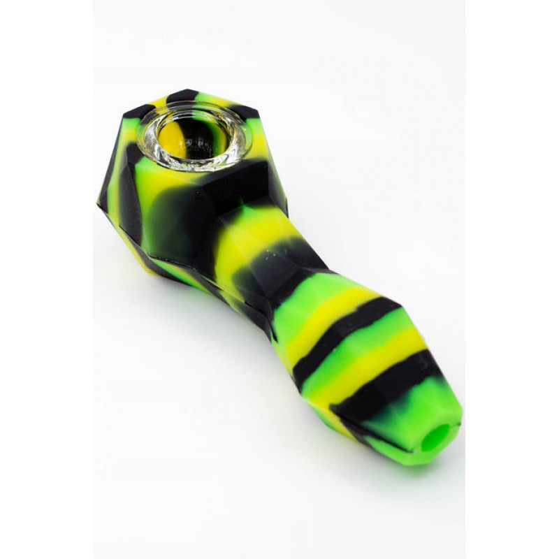 Multi Coloured Silicone Hand Pipe with Glass Bowl