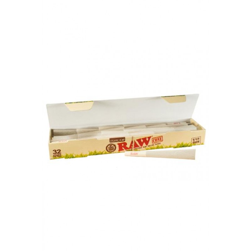 RAW Organic Hemp Pre-Rolled 1 1/4 Single Pack Cone...