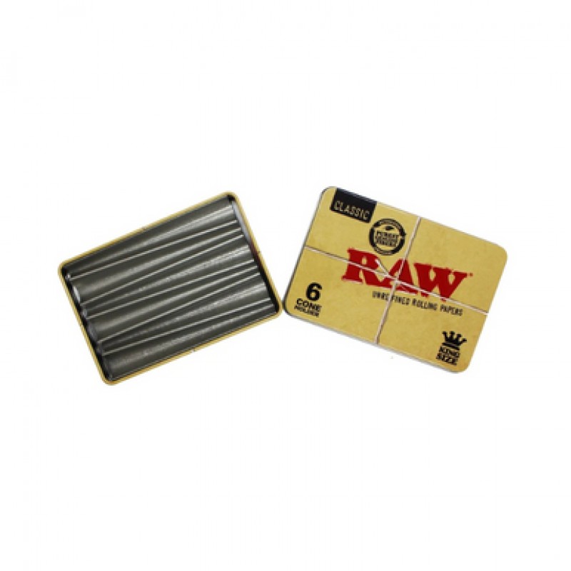 Raw Tin Case for 6 King Size Pre Rolled Cones
