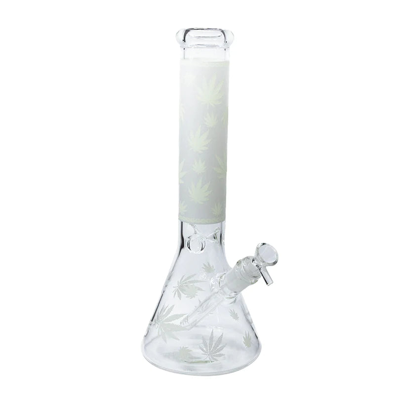 Weed Leaves Bong - Glow in the Dark - 13"