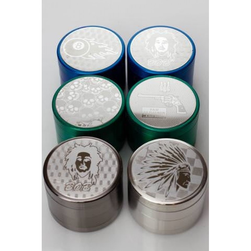 Engraved 4 parts metal grinder 50mm